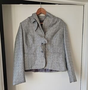 Giorgio SAINT angelo Grey Ruffle Blazer Jacket Sz 14 Silver